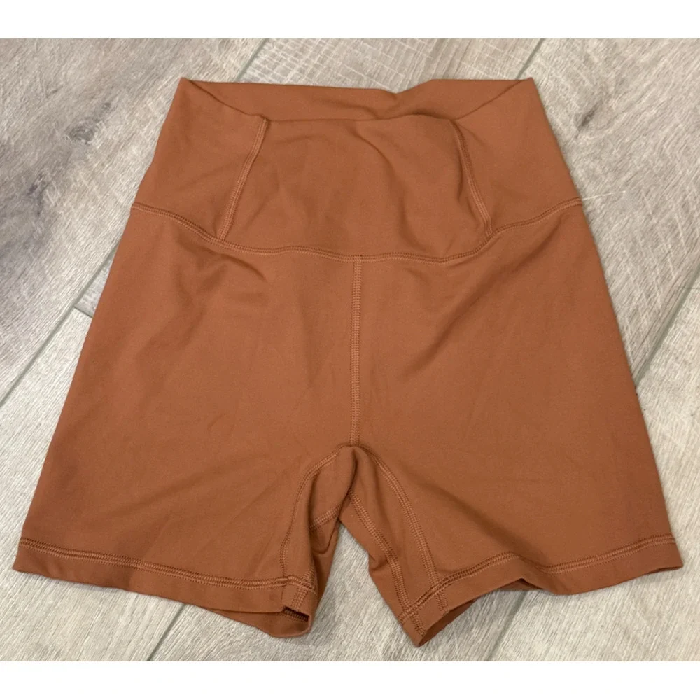 NEW FREE PEOPLE FP MOVEMENT BROWN NEVER BETTER BIKE SHORTS SIZE XS